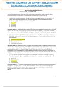 PEDIATRIC ADVANCED LIFE SUPPORT 2025&sol;2026 EXAM STANDARDIZED QUESTIONS AND ANSWERS