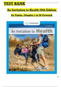 TEST BANK  An Invitation to Health 20th Edition   by Tunks&comma; Chapter 1 to 20 Covered  