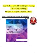  Test Bank for Lewis's Medical-Surgical Nursing 12th Edition Harding &vert; Chapters 1-69 &vert;  Updated