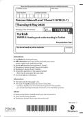 2025 Pearson Edexcel Level 1&sol;Level 2 GCSE 1TU0&sol;3F Turkish PAPER 3&colon; Reading and understanding in Turkish Foundation Tier