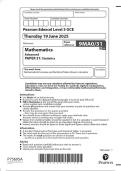   2025 Pearson Edexcel Level 3 GCE 9MA0&sol;31 Mathematics Advanced  PAPER 31&colon; Statistics  2025 Pearson Edexcel Level 3 GCE 9MA0&sol;31 Mathematics Advanced  PAPER 31&colon; Statistics 