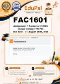 FAC1601 Assignment 1 &lpar;COMPLETE ANSWERS&rpar; Semester 2 2026 - DUE 31 August 2026