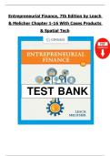 Entrepreneurial Finance 7th Edition by J&period; Chris Leach & Ronald W&period; Melicher &ndash; Complete Solution Manual Chapters 1&ndash;16 with Capstone Cases