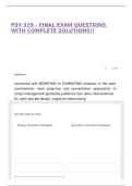 PSY 319 - FINAL EXAM QUESTIONS WITH COMPLETE SOLUTIONS&excl;&excl;