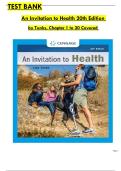 TEST BANK  An Invitation to Health 20th Edition   by Tunks&comma; Chapter 1 to 20 Covered 