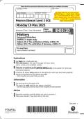 May 2025 Edexcel&colon; AS Level History 8HI0&sol;2D Paper 2 &ndash; Depth Study&comma; Option 2D&period;1&colon; The Unification of Italy&comma; c&period;1830&ndash; 1870 & Option 2D&period;2&colon; The Unification of Germany&comma; c&period;1840&ndash;1871 &ndash; Merged Question Paper & Mark Scheme