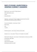 NUR 172 EXAM 1 QUESTIONS & VERIFIED CORRECT ANSWERS