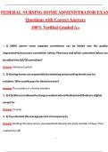 Federal Nursing Home Administrator Exam &lpar;Latest 2026&sol;2027 Update&rpar;  Complete Questions and Guide Answers Pass the Exam&comma; 100&percnt; Verified Graded A&plus;