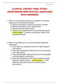 CLINICAL THEORY FINAL STUDY  GUIDE BRAND NEW OFFICIAL QUESTIONS  WITH ANSWERS&period; 