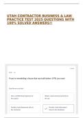 UTAH CONTRACTOR BUSINESS & LAW PRACTICE TEST 2025 QUESTIONS WITH 100&percnt; SOLVED ANSWERS&excl;&excl;