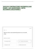 2025&sol;26 CONTRACTORS BUSINESS&sol;LAW EXAM &vert; 124 QUESTIONS &vert; WITH ACCURATE SOLUTIONS&excl;&excl;
