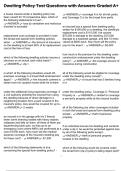 Dwelling Policy Test Questions with Answers Graded A&plus;
