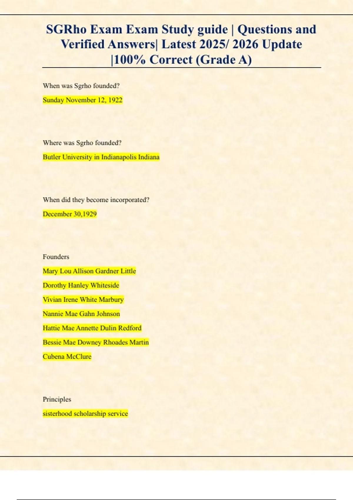 SGRho Exam Exam Study guide | Questions and Verified Answers| Latest ...