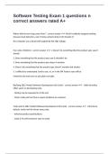 Software Testing Exam 1 questions n correct answers rated A