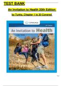 TEST BANK  An Invitation to Health 20th Edition   by Tunks&comma; Chapter 1 to 20 Covered  