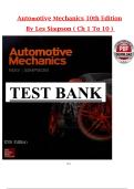 Full Test Bank &ndash; Automotive Mechanics&comma; 10th Edition by Les Simpson &lpar;Latest Version&rpar;