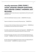 security awareness &lpar;SWA&rpar; EXAM 2 LATEST UPDATED VERSION QUESTIONS AND VERIFIED CORRECT ANSWERS JUST RELEASED