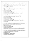 Psychology 387 - Learning &lpar;Athabasca&rpar; - Final Study Guide &lpar;1&rpar; Multiple Choice&sol;Short Answer&sol;True & False Questions With Complete Solutions