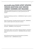 paramedic prep EXAM LATEST UPDATED VERSION QUESTIONS AND VERIFIED CORRECT ANSWERS JUST RELEASED