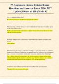 PA Appraisers License Updated Exam &vert;  Questions and Answers&vert; Latest 2026&sol; 2027 Update &vert;100 out of 100 &lpar;Grade A&rpar;