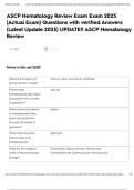 ASCP Hematology Review Exam Exam 2025 &lpar;Actual Exam&rpar; Questions with verified Answers &lpar;Latest Update 2025&rpar; UPDATE&excl;&excl; ASCP Hematology Review