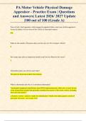 PA Motor Vehicle Physical Damage  Appraiser - Practice Exam &vert; Questions  and Answers&vert; Latest 2026&sol; 2027 Update &vert;100 out of 100 &lpar;Grade A&rpar;
