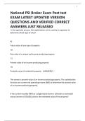 National PSI Broker Exam Post test EXAM LATEST UPDATED VERSION QUESTIONS AND VERIFIED CORRECT ANSWERS JUST RELEASED