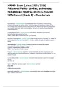 NR507- Exam &lpar;Latest 2025 &sol; 2026&rpar; Advanced Patho- cardiac&comma; pulmonary&comma; hematology&comma; renal Questions & Answers 100&percnt; Correct &lbrack;Grade A&rsqb; - Chamberlain