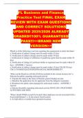 FL Business and Finance Practice Test FINAL EXAM REVIEW WITH EXAM QUESTIONS AND CORRECT SOLUTIONS UPDATED 2025&sol;2026 ALREADY GRADED&excl;&excl;100&percnt; GUARANTEED PASS&excl;&excl;&excl;<<BRAND NEW VERSION>>