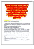 FL REAL ESTATE CHAPTER 1-10 ALL COMBINED EXAM STUDY GUIDE WITH EXAM QUESTIONS AND CORRECT SOLUTIONS UPDATED 2025&sol;206 SYLLABUS 100&percnt; GUARANTEED PASS&excl;&excl;ALREADY GRADED A&plus;&excl;&excl;&excl;<<NEWEST VERSION>>