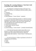 Psychology 387 - Learning &lpar;Athabasca&rpar; - Final Study Guide &lpar;2&rpar; Questions With Complete Solutions