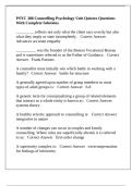PSYC 388 Counselling Psychology Unit Quizzes Questions With Complete Solutions