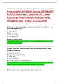 American Board of Plastic Surgery &lpar;ABPS&rpar; ABPS  Practice Exam &ndash; Test Questions And Correct  Answers &lpar;Verified Answers&rpar; Plus Rationales  2025&sol;2026 Q&A &vert; Instant Download Pdf