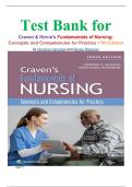 Test Bank for Craven & Hirnle's Fundamentals of Nursing&colon; Concepts and Competencies for Practice 11th Edition by Christine Henshaw and Renee Rassilyer isbn-9781975205720