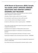 ACHE Board of Governors &lpar;BOG&rpar; Sample Test EXAM LATEST UPDATED VERSION QUESTIONS AND VERIFIED CORRECT ANSWERS JUST RELEASED