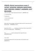 USAHS clinical neuroscience exam 2 LATEST UPDATED VERSION QUESTIONS AND VERIFIED CORRECT ANSWERS JUST RELEASED