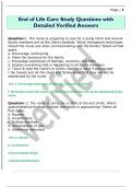 End of Life Care Questions with Detailed  Verified Answers