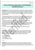 End of Life Care Study Questions with  Detailed Verified Answers 