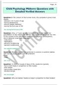 Child Psychology Midterm Questions with  Detailed Verified Answers