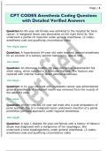 CPT CODES Anesthesia Coding Questions  with Detailed Verified Answers