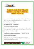 BSG Final Exam 2025&sol;2026 &ndash; 100&plus; Questions with Verified A&plus; Answers &vert; Corporate Strategy&comma; M&A&comma; Globalization&comma; Governance & Competitive Advantage &ndash; Business Simulation Game