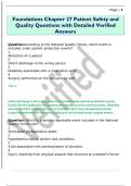 Foundations Chapter 27 Patient Safety and  Quality Questions with Detailed Verified  Answers