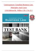 Full Test Bank &ndash; Contemporary Canadian Business Law&colon; Principles & Cases&comma; 12th Edition by John Willes
