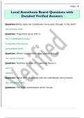 Local Anesthesia Board Questions with  Detailed Verified Answers 