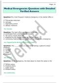 Medical Emergencies Questions with Detailed  Verified Answers