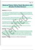 National Patient Safety Goals Questions with  Detailed Verified Answers 