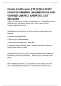 Florida Certification CPI EXAM LATEST UPDATED VERSION 160 QUESTIONS AND VERIFIED CORRECT ANSWERS JUST RELEASED