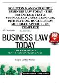 Solution & Answer Guide &ndash; Business Law Today&colon; The Essentials&comma; Text & Summarized Cases&comma; 13th Edition&comma; Roger LeRoy Miller &ndash; Complete Worked Solutions