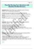 Post-Op Nursing Care Questions with  Detailed Verified Answers 