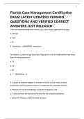 Florida Case Management Certification EXAM LATEST UPDATED VERSION QUESTIONS AND VERIFIED CORRECT ANSWERS JUST RELEASED